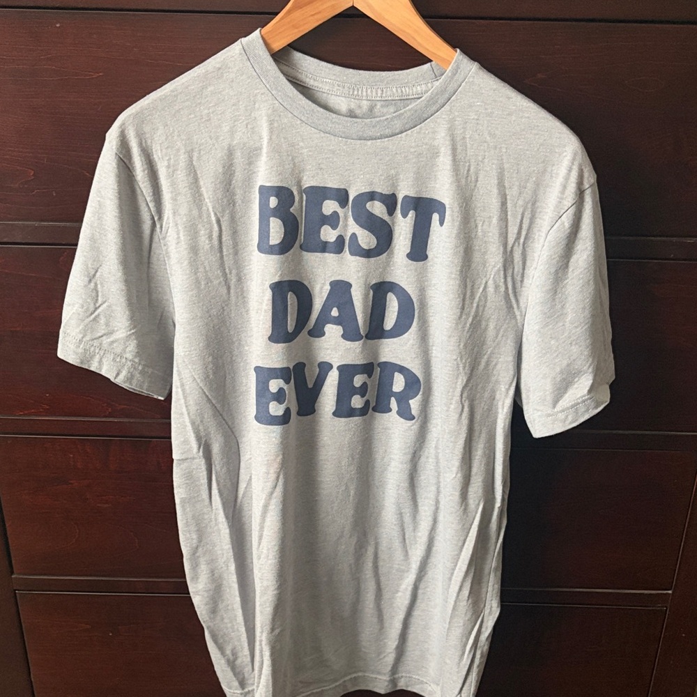 Best Dad Ever Graphic Tee - Light Gray with Navy Print